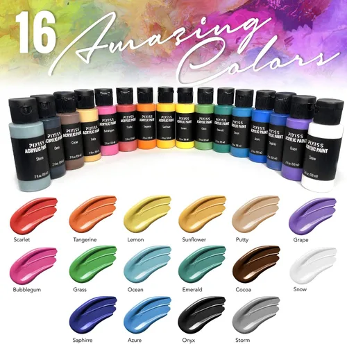 Vista 2 de Floetrol para kit de vertido de pintura acrílica, aditivo medio Flotrol para verter acrílico, 16 pinturas acrílicas para verter, 20 varillas