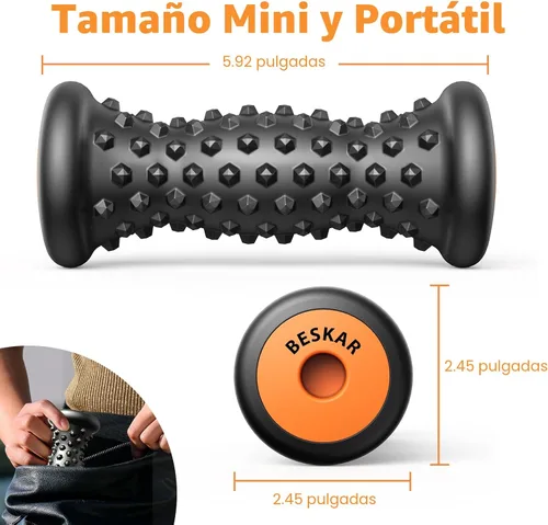 Vista 4 de BESKAR Rodillo masajeador de pies para alivio de la fascitis plantar, portátil, masaje muscular de tejido profundo, dolor de arco de pies y talón