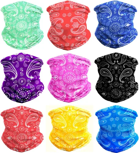 Vista 13 de Bandana para la cabeza, polaina para el cuello, bufanda, pasamontañas, máscara facial Negro (12 piezas)