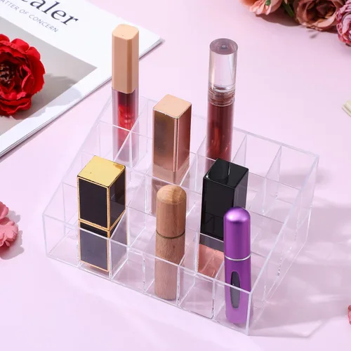 Vista 7 de MAQUITA Organizador de lápiz labial, 4 piezas, 24 ranuras, acrílico para lápiz labial, maquillaje, estuche organizador de exhibición, caja