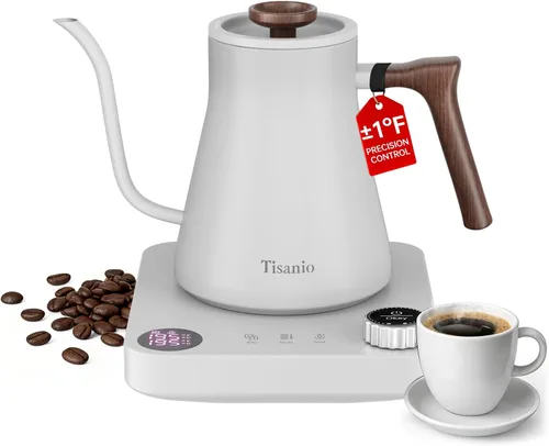 Vista 11 de Hervidor eléctrico de cuello de cisne para verter sobre café, control de precisión de ±1 °F, calefacción inteligente de dos etapas, 2 horas