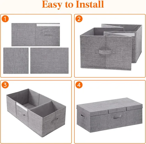 Vista 8 de Lifewit Cajas de Almacenamiento Debajo de la Cama de 80L, Organizador de Almacenamiento para Ropa Debajo de la Cama de 9.8 Pulgadas de Altura