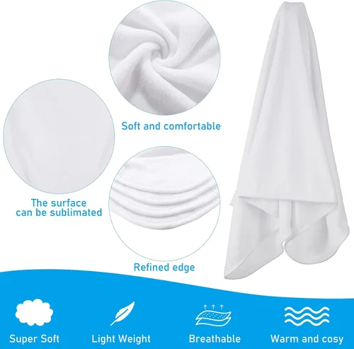 Vista 4 de Nuanchu 1 manta de sublimación para bebé de 31 x 47 pulgadas, manta de sublimación blanca personalizada de franela suave ligera para vacaciones