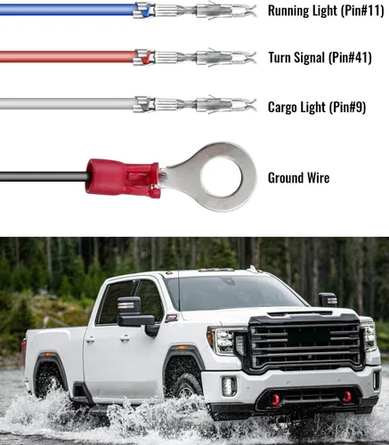 Vista 4 de Arnés de cableado para espejos de remolque Compatible con Chevy Silverado GMC Sierra 1500 2500HD 2014-2018, luces de marcha atrás y señal de giro, 2