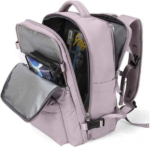 Vista 50 de WONHOX - Mochila grande, aprobada para vuelo, unisex, para viajes, trabajo, negocios o laptop, a1-Negro, Medium