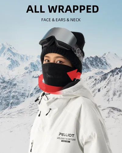 Vista 5 de QUNATURE Polaina de invierno para el cuello, polaina de forro polar resistente al viento, bufanda para clima frío, media pasamontañas, polaina