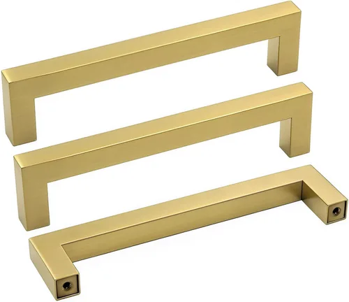 Vista 17 de Goldenwarm Paquete de 10 manijas cuadradas de bronce champán de 3 pulgadas (2.992 in) para armarios de cocina, armarios, aparadores y accesorios