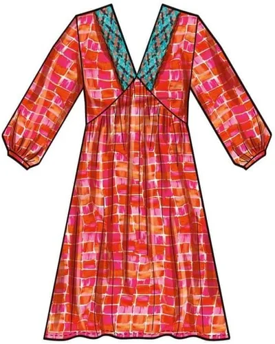 Vista 2 de Simplicity S9702 - Vestido imperio con cuello en V para mujer, patrón de costura, tallas 8-16