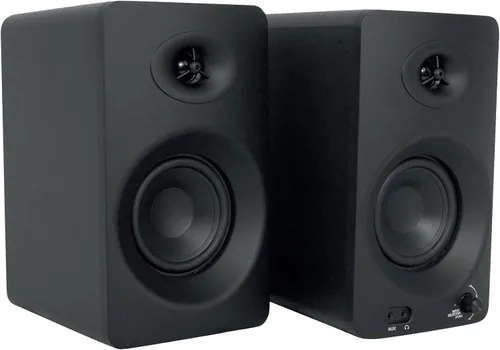 Vista 3 de Rockville ASM4 - Altavoces de monitor de estudio alimentados por USB, par de 4", 2 vías, 200W, color negro, Bluetooth, entrada óptica, perfectos