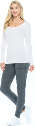 Vista 2 de Natural Uniforms Camiseta de manga larga extra ancha con cuello redondo para mujer