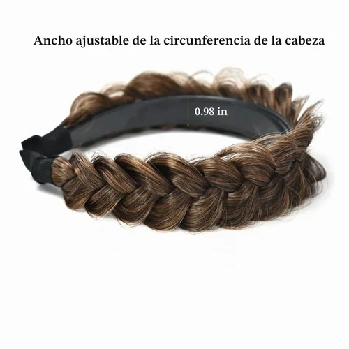 Vista 2 de Diadema Ancha Trenzada Aro Accesorios de Moda para el Cabello Banda Elástica Antideslizante para Mujeres y Niñas (Color Bronce Antiguo)