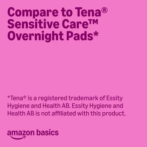 Vista 3 de Amazon Basics Almohadillas de incontinencia para mujeres, posparto, control de la vejiga, absorción durante la noche, sin perfume, con control