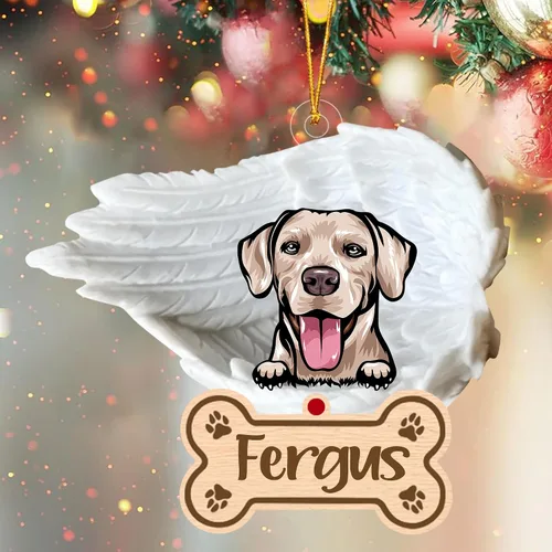 Vista 104 de Adorno de perro afgano de 1 ángel, adorno acrílico 2D personalizado conmemorativo para perros, regalo por pérdida de mascotas, regalo
