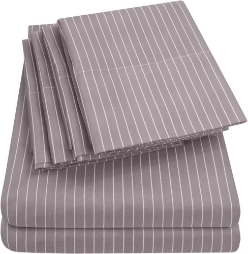 Vista 9 de Juego de sábanas de 4 piezas para camas individuales de 1500 hilos de microfibra de cepillado fino con bolsillo profundo - 1 funda de almohada