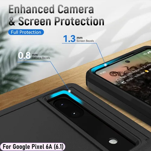 Vista 8 de Funda híbrida de doble capa para Pixel 6A de 6.1 pulgadas, resistente a los golpes, resistente a los golpes, con 1 soporte magnético para automóvil