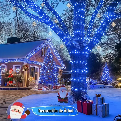 Vista 4 de JMEXSUSS - 250 luces LED de Navidad azules conectables, luces de cadena
