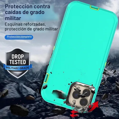 Vista 4 de YmhxcY Funda para iPhone 13 Pro Max, iPhone 12 Pro Max, a prueba de golpes, a prueba de caídas, a prueba de polvo, a prueba de caídas, 3 capas Azul