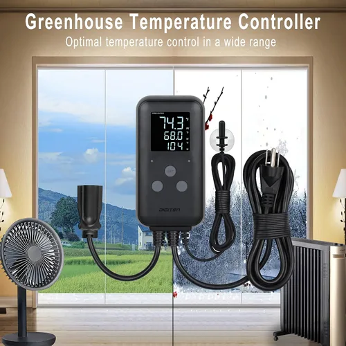 Vista 5 de DIGITEN Controlador de temperatura digital impermeable para acuario, invernadero y calefacción al aire libre - Controlador de termostato