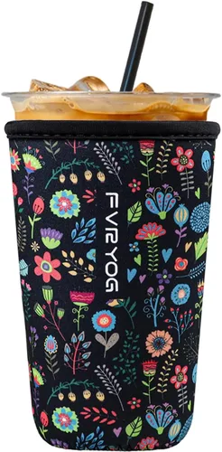 Vista 98 de Fundas de neopreno reutilizables aisladas para café helado, fundas para tazas de café helado, fundas para bebidas heladas y calientes