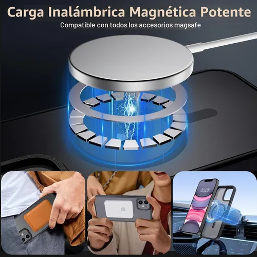 Vista 2 de Anuck - Funda magnética para iPhone 11 compatible con MagSafe, carcasa trasera mate translúcida dura, borde de TPU, delgada, resistente a impactos