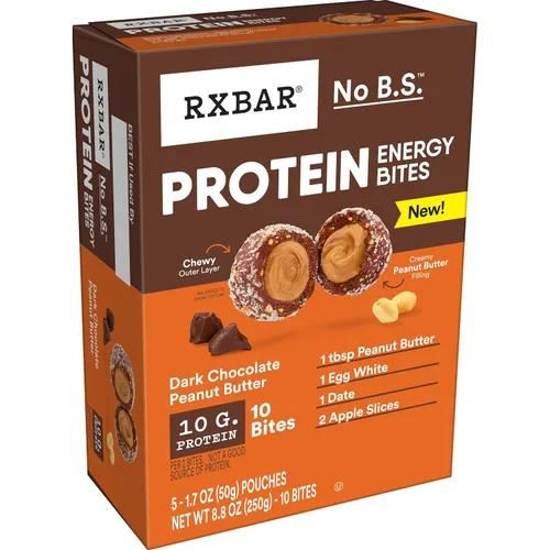 Vista 9 de RXBAR Bocaditos energéticos proteicos, aperitivos energéticos sin gluten, aperitivos de proteínas, mantequilla de maní de chocolate negro