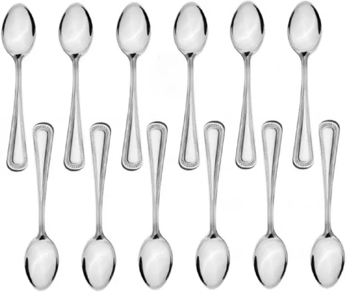 Vista 8 de TrueCraftware - Juego de 12 cucharas de caldo de acero inoxidable Jewel - Juego de cubiertos de acero inoxidable para el hogar y restaurante