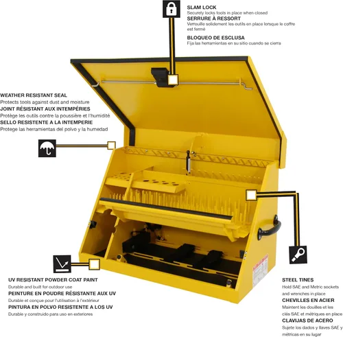 Vista 8 de DeWalt - Caja de herramientas triangular de 30 x 15 pulgadas, acero, color amarillo