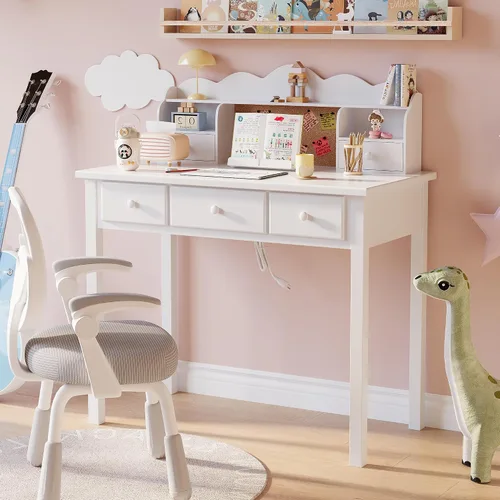 Vista 5 de FUNKOCO Muebles de Oficina en Casa Escritorio de Escritura, Estación de Trabajo para Computadora de 36 Pulgadas con Estante Superior Desmontable 1