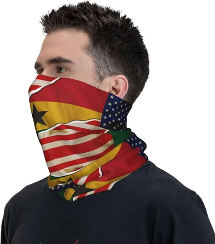 Vista 5 de Neck Gaiter Ghana Ghanaian American Flag USA Friendship Face Cover Scarf Uv Sun Protection Balaclava Head Mask for Men Women Fishing Mask Hiking