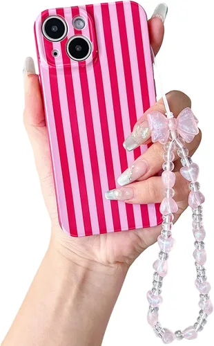 Vista 29 de Bonita funda a rayas para iPhone 6 Plus iPhone 6s Plus con cadena de cuentas, estética suave y delgada, funda protectora de poliuretano