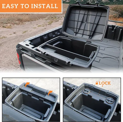 Vista 3 de SAUTVS Caja de almacenamiento de carga de doble capa de 20L para Can-Am Defender, caja de carga trasera extraíble para maletero de cama Can Am
