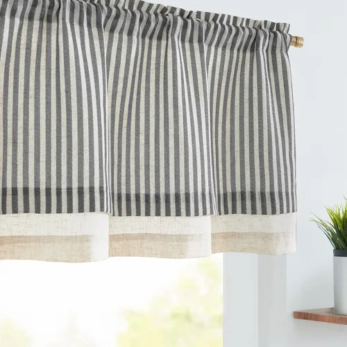 Vista 21 de jinchan - Cenefa de lino a rayas, cenefa de cortina de 16 pulgadas con rayas verticales para cocina, baño, tratamiento de ventana con filtro de luz