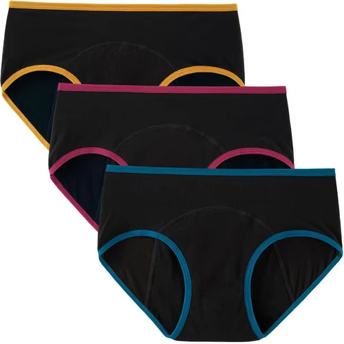 Vista 12 de INNERSY Ropa Interior de Período para Mujeres y Adolescentes, a Prueba de Fugas, Menstrual, de Algodón, Protectora, Estilo Hipster, 3 Unidades Flujo