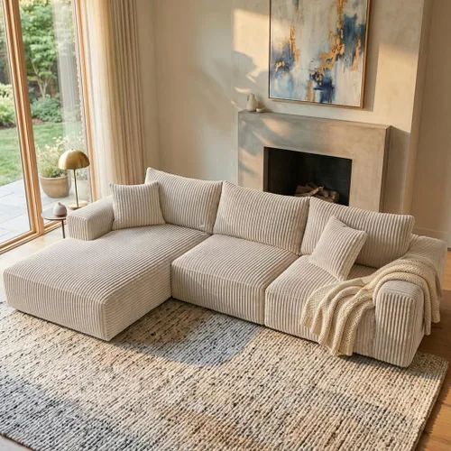 Vista 10 de Naomi Home Pamela - Sofá modular sin hueso de 110 pulgadas, color gris