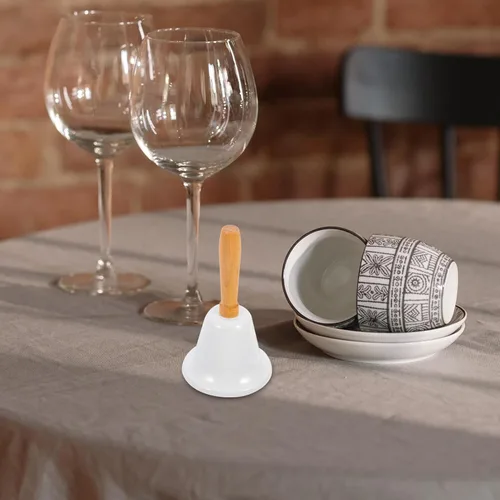 Vista 9 de MAGICLULU Campana de mano de Navidad, 1 campana de llamada de Navidad con mango de madera, campana de mano sólida para decoración de cena