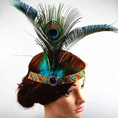 Vista 3 de R STAR Diadema de plumas india, diadema bohemia borlas banda para el pelo diadema americana Headwear para mujeres y niñas