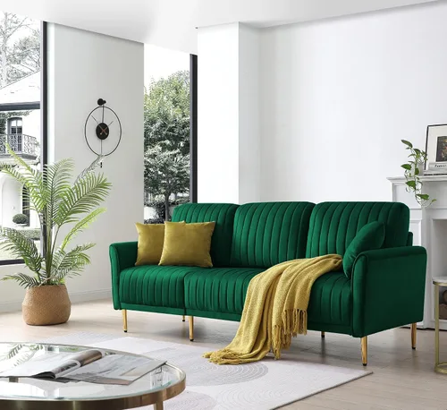 Vista 2 de Sofás modulares de tela de terciopelo moderno, juego de sofá modular de estilo de mediados de siglo, incluye sofá de 3 plazas, sofá biplaza, sillón