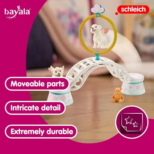 Vista 4 de Schleich Bayala 42524 - Juego modular de 9 piezas con lindas figuras de león, arco, aro y calcomanías, juguetes de criaturas míticas