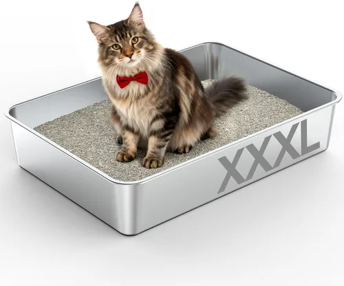 Vista 11 de Soulbond Caja de arena de acero inoxidable para gatos con tapa, caja de arena de metal grande cerrada con cajón y puerta abatible para gatos