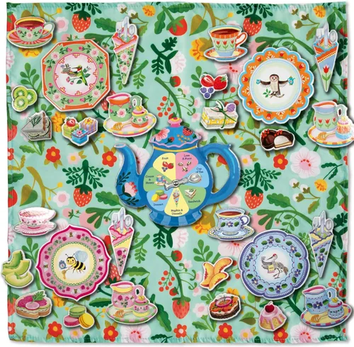 Vista 3 de eeBoo Kitten's Time for Tea Spinner Game, Story Building, 2-4 jugadores