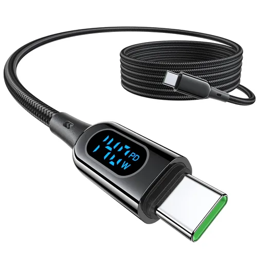 Vista 10 de DC03 - Cable USB C a USB C, 140 W PD de suministro de energía con pantalla LED, cable de carga rápida tipo C, cable de carga trenzado de nailon