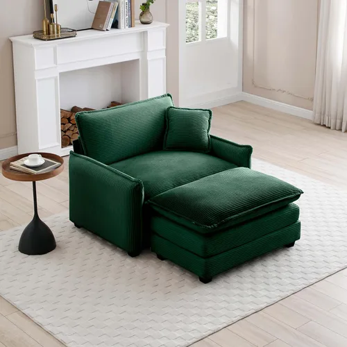 Vista 74 de Sofá Loveseat Grande en Beige y Blanco de 194.8 cm, Sofás Seccionales de 2 Plazas Grandes para Sala de Estar, Sofá Seccional Modular de Tela
