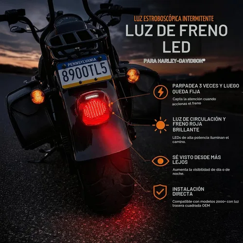 Vista 3 de Eagle Lights Luz Trasera Roja Intermitente LED de Mejora para Harley Davidson Sportster/Softail/Touring/Dyna