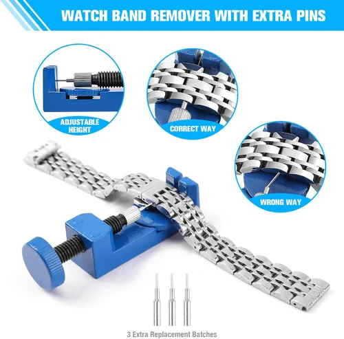 Vista 5 de BYNIIUR Watch Repair Kit, Watch Case Opener Spring Bar Tools, Watch Battery Replacement Tool Kit, Watch Band Link Pin Tool Set with Carrying Case