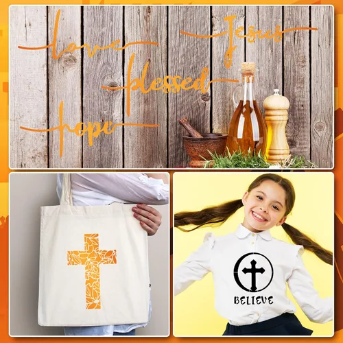 Vista 6 de Tinlade Juego de 9 plantillas de cruz cristianas, plantillas cristianas Believe Jesús Perdonado, Cruz Religiosa, Reutilizable, Plantilla de Pintura