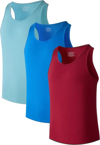 Vista 14 de COLORFULLEAF Camisetas sin mangas de rayón de bambú para hombre, camisetas sin mangas elásticas con cuello redondo (1 o 3)