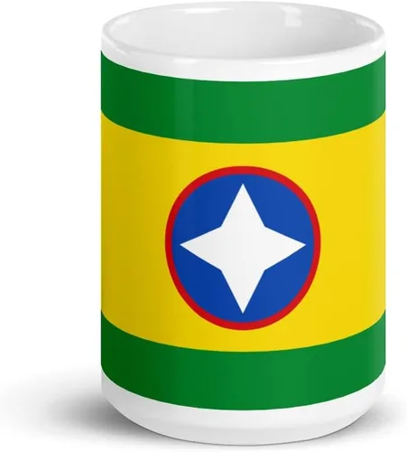 Vista 3 de Bandera de Bucaramanga Santander - Taza de café de cerámica blanca