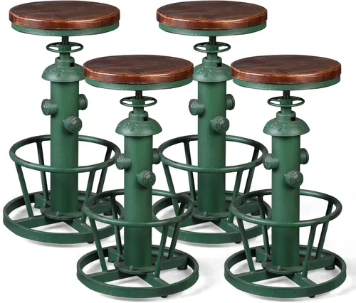 Vista 17 de LOKKHAN American Antique Steampunk Deco Taburete de bar industrial vintage retro elegante diseño de boca de incendios ajustable giratorio