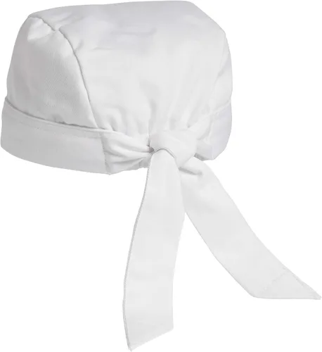 Vista 4 de Uncommon Threads Gorra de chef con espalda elástica y lazos Franja de Tiza (chalk stripe)