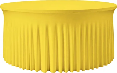Vista 78 de Mantel redondo de 60 pulgadas en negro para mesas de 5 pies, funda de mesa ajustada de elastano con borde elástico y falda, lavable, sin arrugas